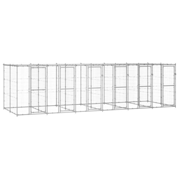 Udendørs hundebur med tag 14,52 m² galvaniseret stål