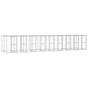 Udendørs hundebur med tag 21,78 m² galvaniseret stål