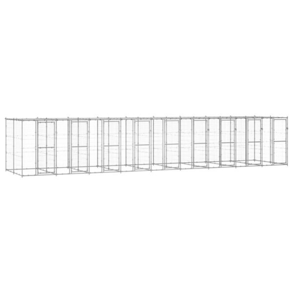 Udendørs hundebur med tag 21,78 m² galvaniseret stål