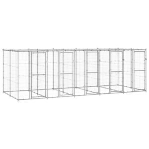 Udendørs hundebur med tag 12,1 m² galvaniseret stål