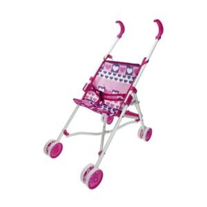 Reig lille barnevogn til dukker - blå/pink, foldbar (25,5 × 41,5 × 55,5 cm)