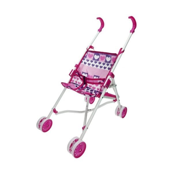 Reig lille barnevogn til dukker - blå/pink, foldbar (25,5 × 41,5 × 55,5 cm)