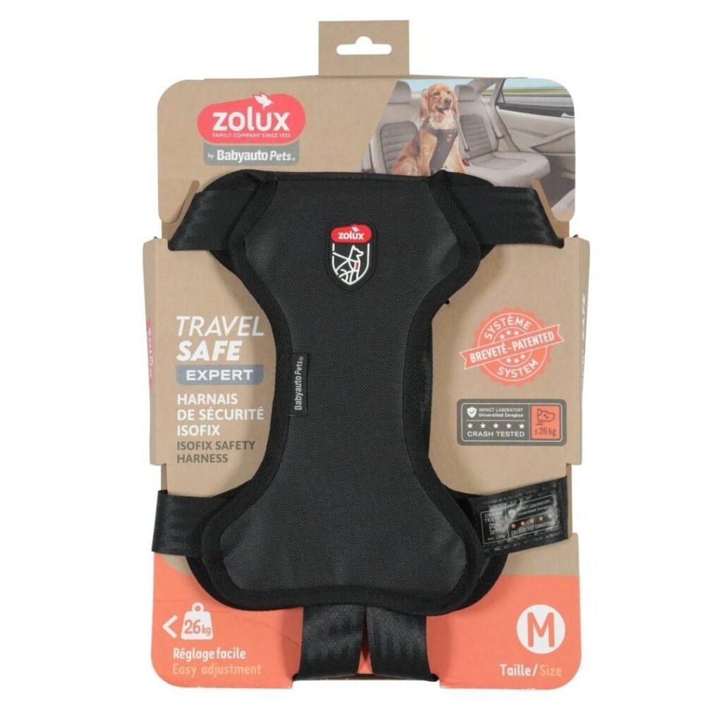 ZOLUX Travel Safe Expert hundesele M, sort, ISOFIX